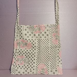 FREE PEOPLE REUSEABLE TOTE, CREAM, PINK & BLACK approx. 13"×16"